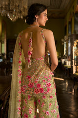 Leaf Green Three-Dimensional Sharara Set