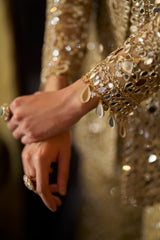 Gold Mirror Work Sharara Set