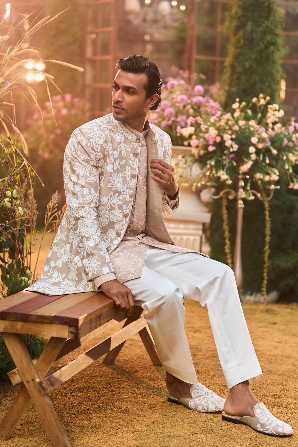 Nude Dori Sherwani Set