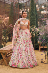 Powder Peach Multi-Coloured Lehenga Set