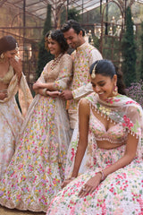 Powder Peach Multi-Coloured Lehenga Set