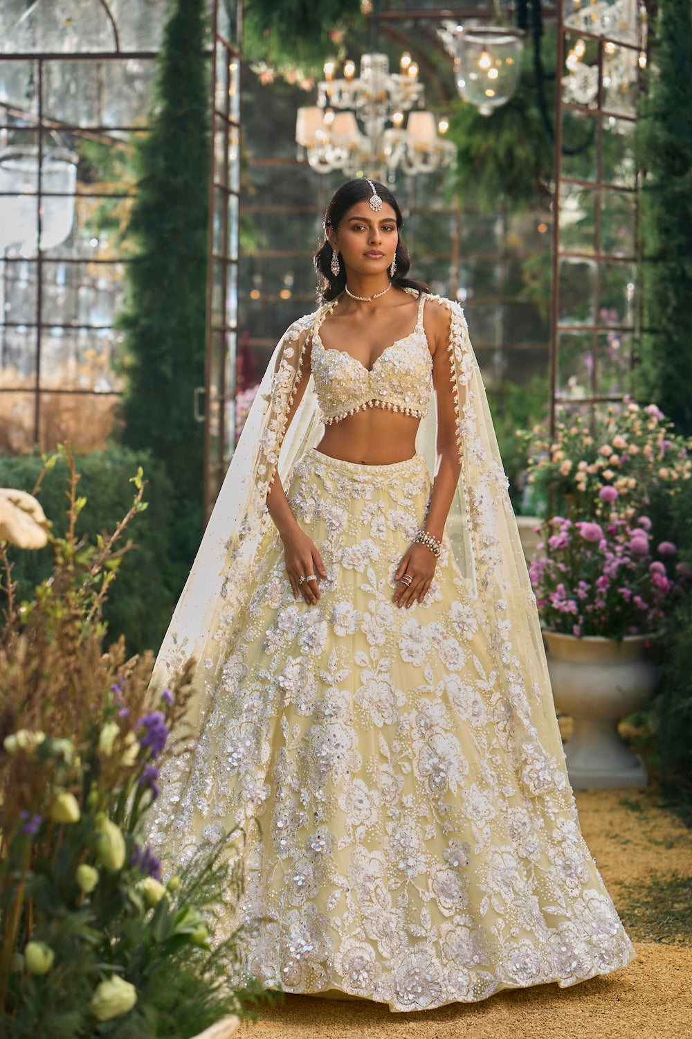 Lime Yellow Floral Lehenga Set