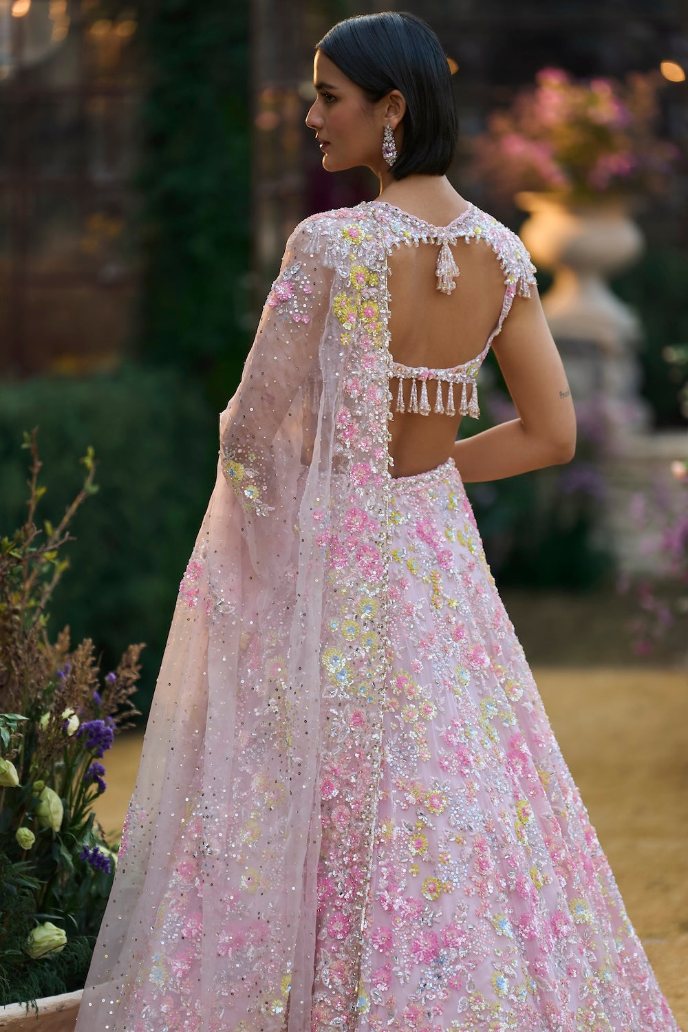 Powder Pink Sequin Lehenga Set