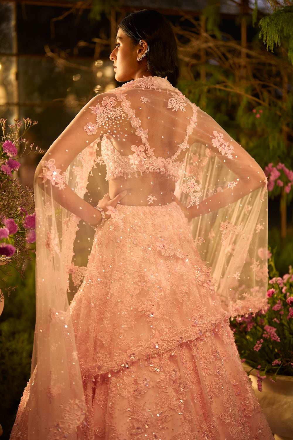 Candy Pink Three-Dimensional Lehenga Set