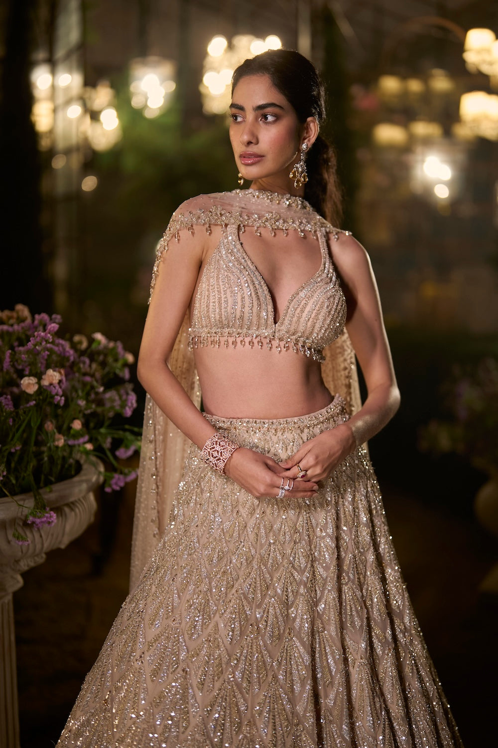 Coffee Sequin Lehenga Set