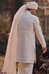 Ivory Geometric Sherwani Set