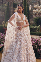 Nude Floral Lehenga Set