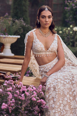 Nude Floral Lehenga Set