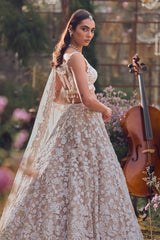 Nude Floral Lehenga Set
