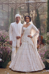 Ivory Geometric Sherwani Set