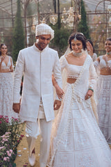 Ivory Geometric Sherwani Set