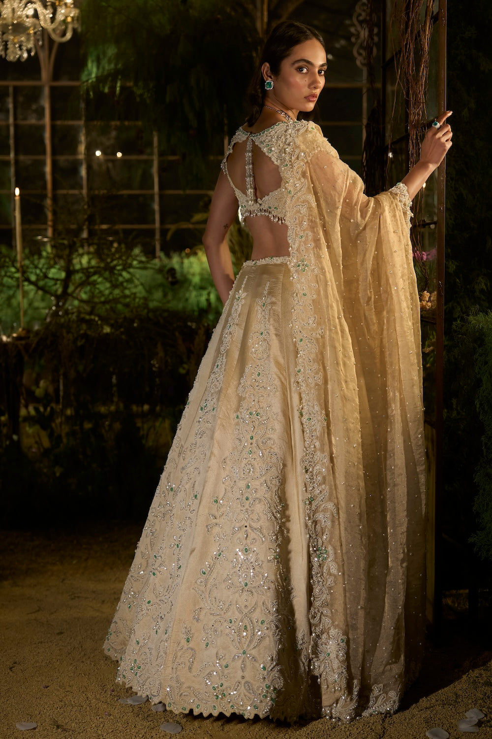 Light Gold Pearl Lehenga Set