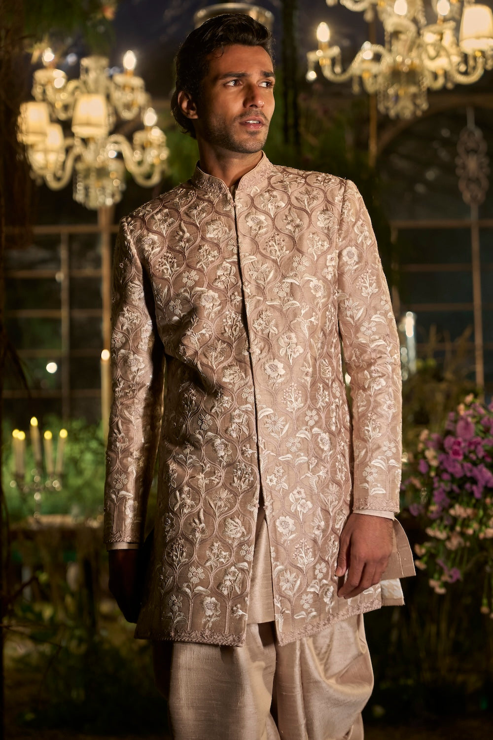 Rosé Champagne Sherwani Set