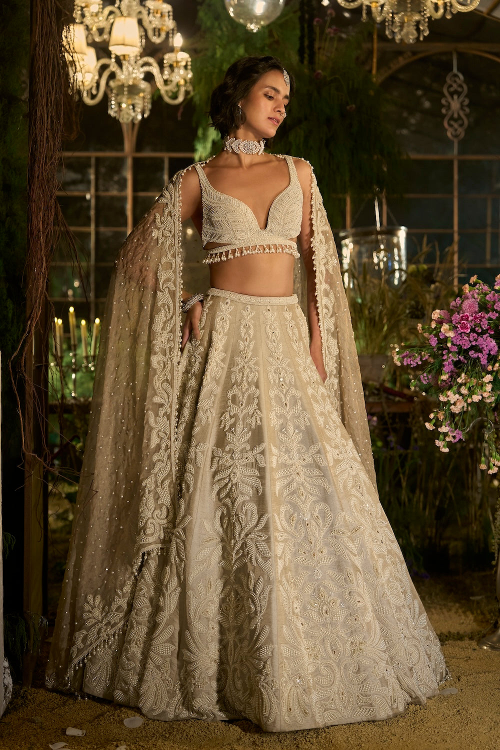 Grey Pearl Lehenga Set