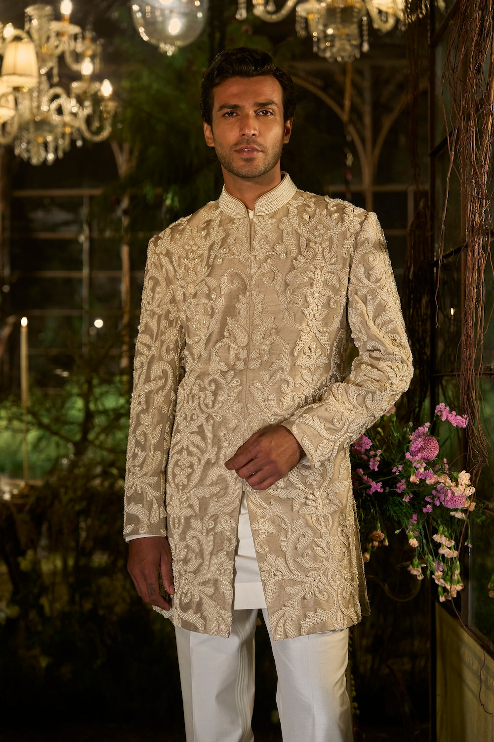 Champagne Pearl Sherwani Set