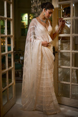 Ivory Organza Sequin Saree
