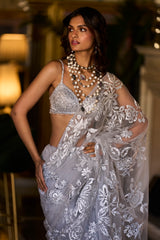 Metallic Silver Saree