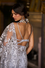 Metallic Silver Saree