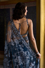 Teal Blue Sequin Saree
