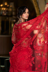 Raveena Thadani in Red Dori Saree