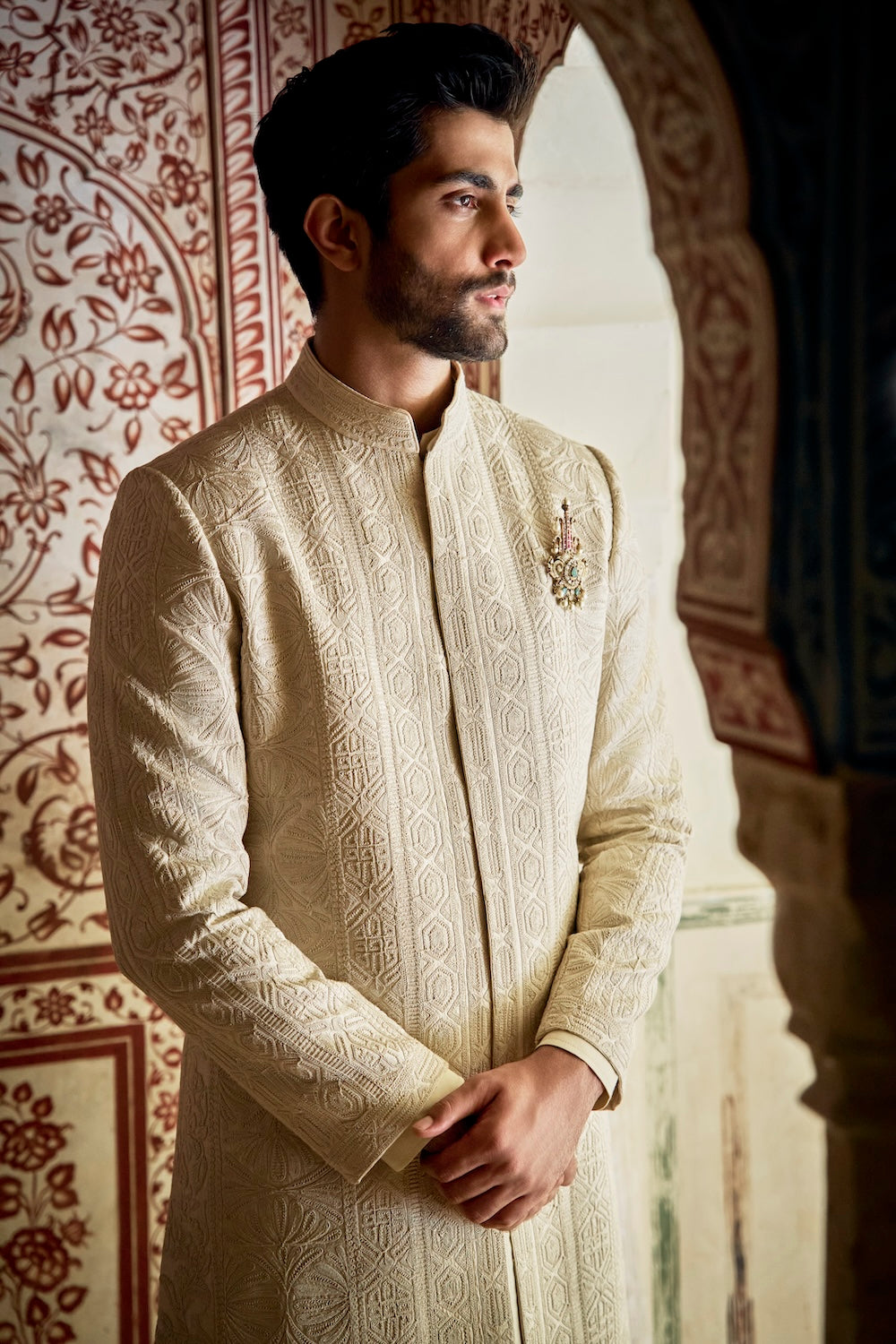 Nude Sherwani Set