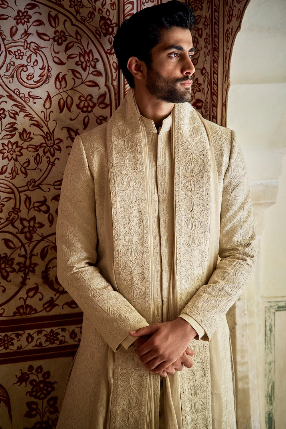 Nude Sherwani Set