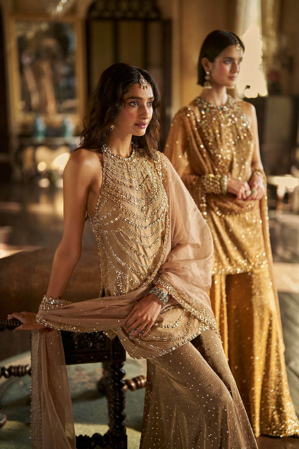 Caramel Crystal Sharara Set