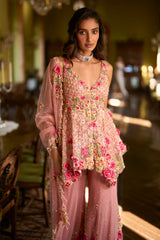 Pink Three-Dimensional Sharara Set