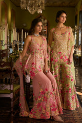 Pink Three-Dimensional Sharara Set