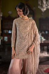 Peach Gold Sharara Set