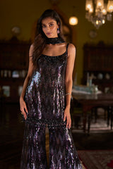 Black Multi-Coloured Sequin Sharara Set