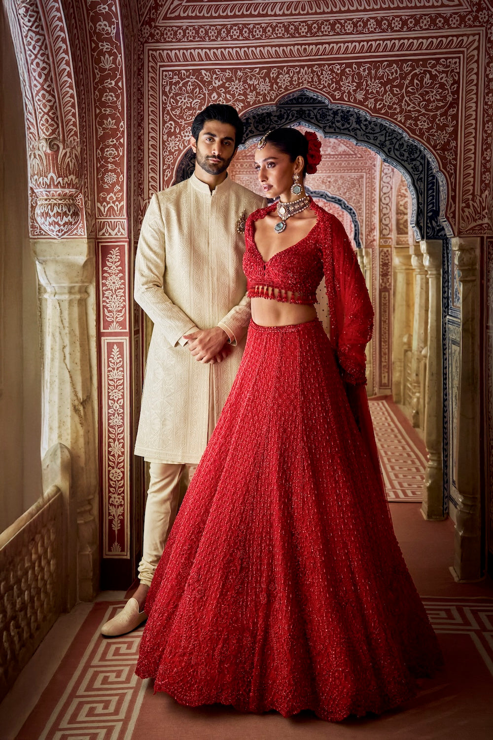 Nude Sherwani Set