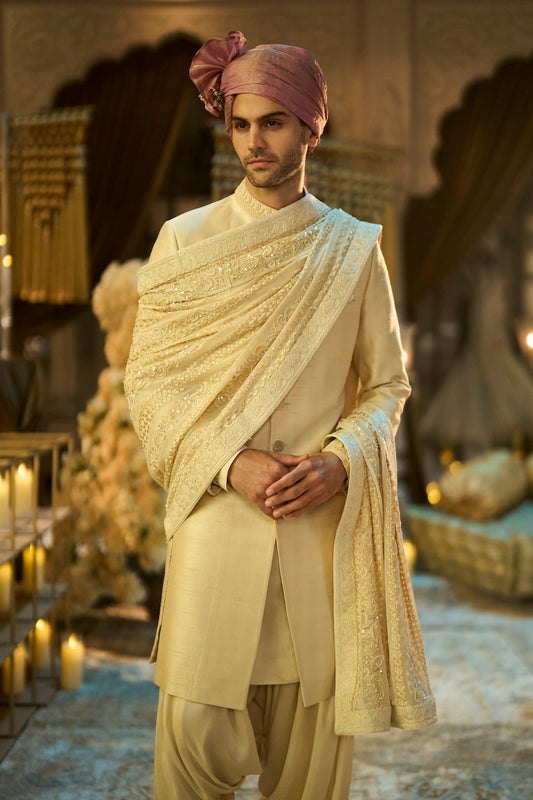 Ivory Zardosi Sherwani Set