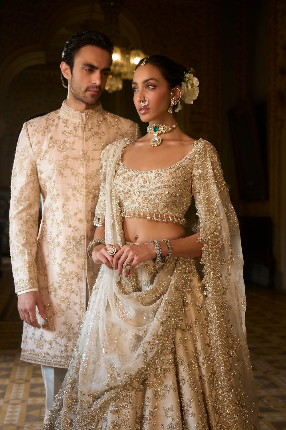 Powder Peach Sherwani Set