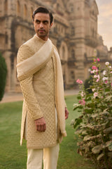 Ivory Gold Sherwani Set