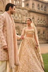 Powder Peach Dori Sherwani Set