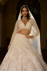 Ivory Gold Sequin Lehenga Set