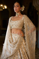 Beige Zardosi Lehenga Set