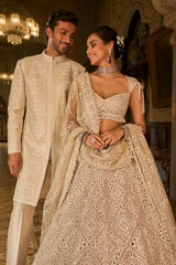 Dark Beige Thread Work Lehenga Set