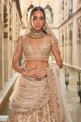 Beige & Gold Lehenga Set