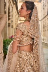 Beige & Gold Lehenga Set