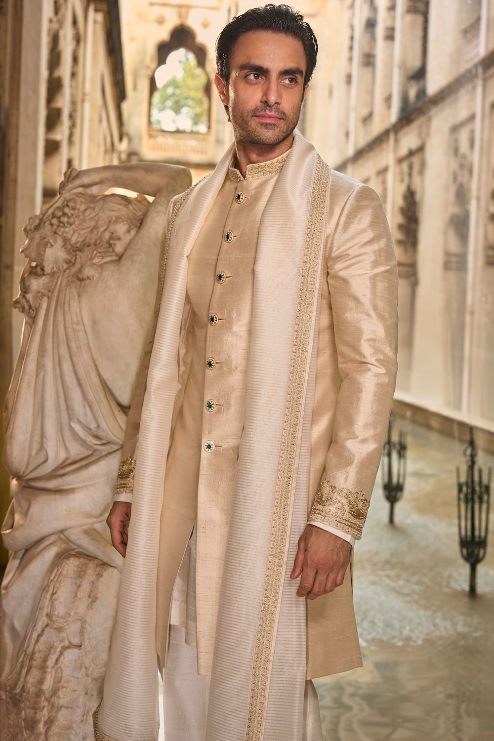 Light Beige Sherwani Set