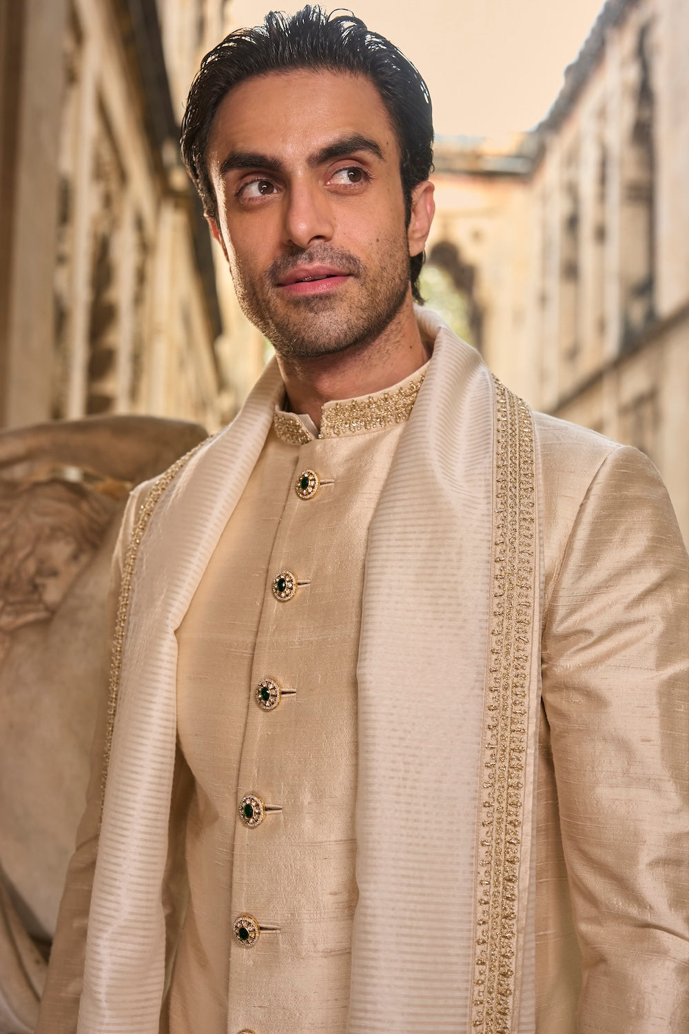 Light Beige Sherwani Set