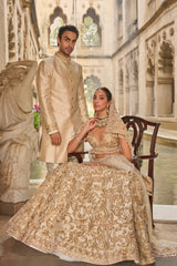 Beige & Gold Lehenga Set