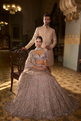 Rose Gold Tissue Lehenga Set
