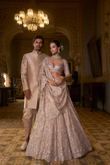 Rose Gold Tissue Lehenga Set