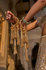 Gold Mirror Work Lehenga Set