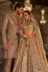 Gold Mirror Work Lehenga Set