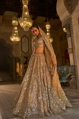 Gold Mirror Work Lehenga Set