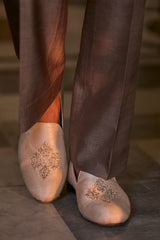 Stone Grey Mirror Work Sherwani Set